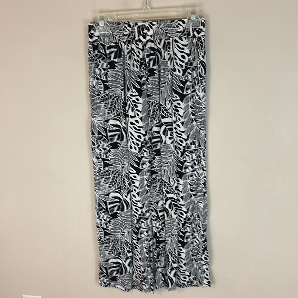 Panama Jack Linen Blend Tropical Leaves Print Elastic Waist Pants Size Small